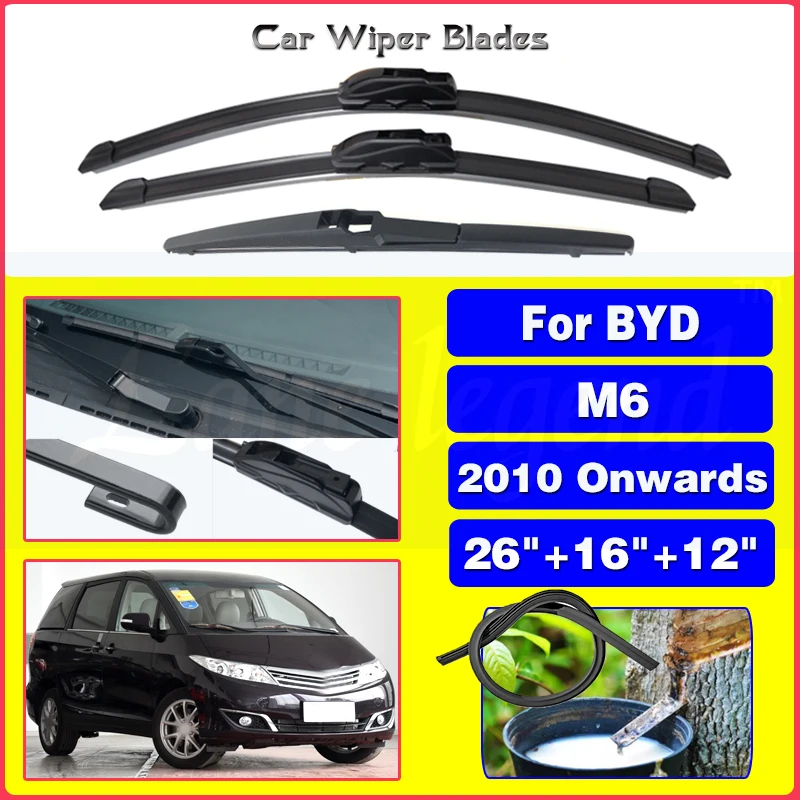 For BYD M6 2010 Onwards Car Front Rear Wiper Blades Soft Rubber Windscreen Wipers Auto Windshield 26"+16"+12"
For BYD M6 2010 Onwards Car Front Rear Wiper Blades Soft Rubber Windscreen Wipers Auto Windshield 26"+16"+12"