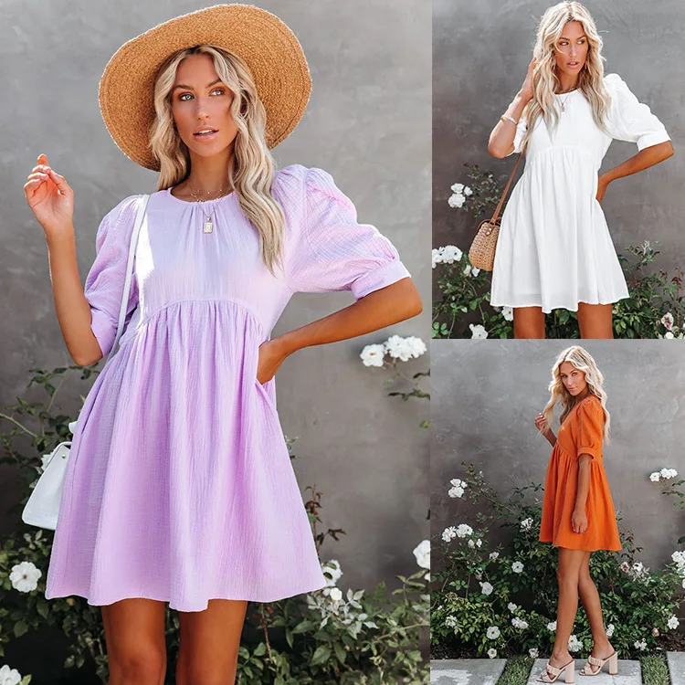 Spring Casual Loose T-shirt Dress Solid Color Lantern Long Sleeve White Mini Dress Fashion Female Beach Club Party Dress
Spring Casual Loose T-shirt Dress Solid Color Lantern Long Sleeve White Mini Dress Fashion Female Beach Club Party Dress