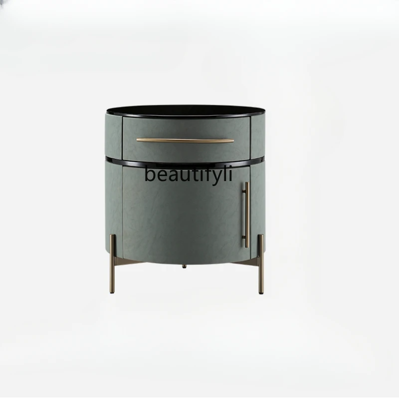 Italian-Style Light Luxury Leather Bedside Table Bedroom and Household Simple Small Table Storage round Stainless Steel Locker
Italian-Style Light Luxury Leather Bedside Table Bedroom and Household Simple Small Table Storage round Stainless Steel Locker