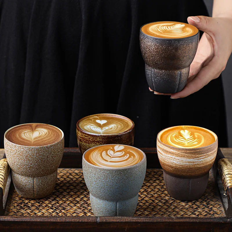 

Керамическая посуда в японском стиле, кофейная кружка для эспрессо, ретро Керамическая чайная чашка кунг-фу, чашка для воды, зеркальные кофейные чашки, набор для арабского кофе 170 мл