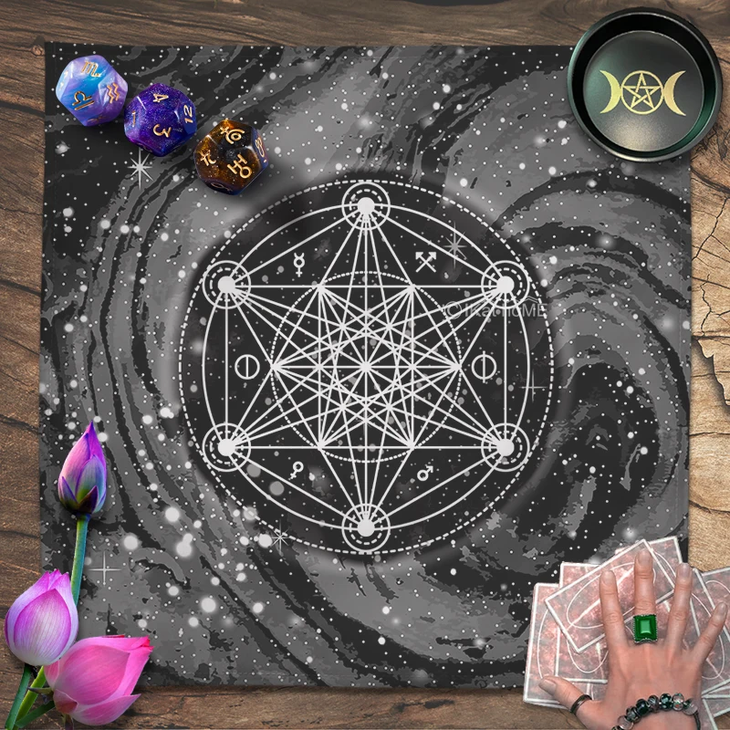 Metatron's Cube Tarot Tablecloth Magical Rune Altar Cloth Sacred Geometry Pagan Spiritual Witchcraft Oracle Card Pad Black White 
Metatron's Cube Tarot Tablecloth Magical Rune Altar Cloth Sacred Geometry Pagan Spiritual Witchcraft Oracle Card Pad Black White