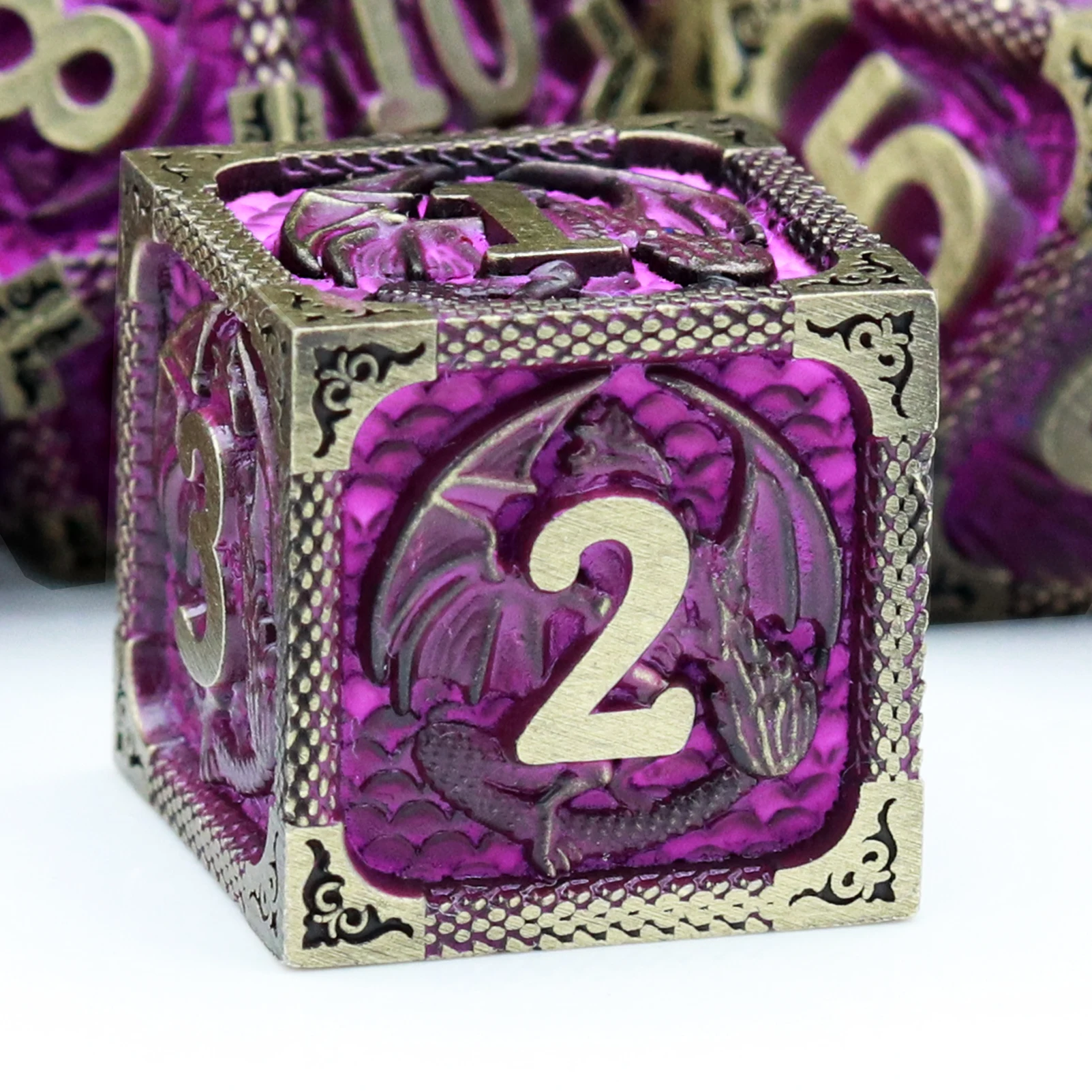 Haxtec Metal DND Dice Set Antique Bronze Purple Metal Polyhedral Dice Set with Leather Dice Bag
Haxtec Metal DND Dice Set Antique Bronze Purple Metal Polyhedral Dice Set with Leather Dice Bag