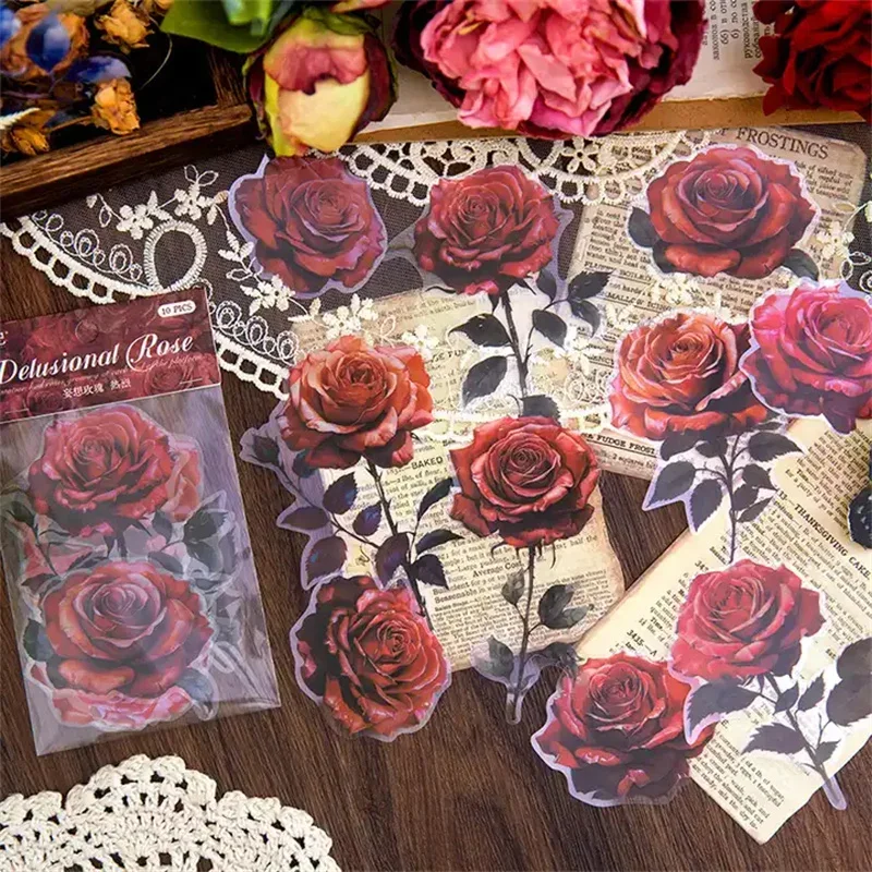 10Pcs Stickers Delusional Rose Passionate Red Rose Handbook Love Decoration Material Package Stationery Scrapbook 154*88MM
10Pcs Stickers Delusional Rose Passionate Red Rose Handbook Love Decoration Material Package Stationery Scrapbook 154*88MM