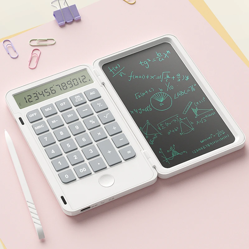 Creative rechargeable calculator with smart handwriting board flip cover, portable mini folding, multifunctional office use
Creative rechargeable calculator with smart handwriting board flip cover, portable mini folding, multifunctional office use