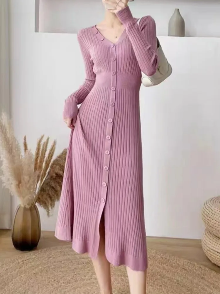 Elegant Chic Women Bodycon Knitted Dress Long Sleeve Vintage Casual Solid Party Birthday Sweater Dresses Femalel Clothes Robe
Elegant Chic Women Bodycon Knitted Dress Long Sleeve Vintage Casual Solid Party Birthday Sweater Dresses Femalel Clothes Robe