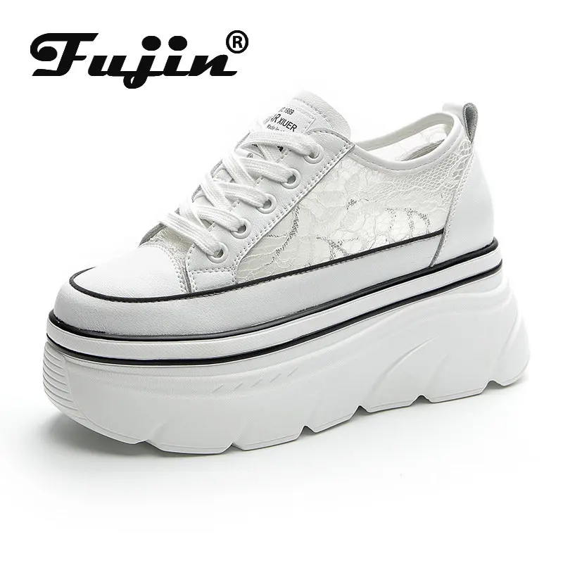 Fujin 7cm Lace Air Mesh Chunky Sneakers Wedge Platform Breathable Hollow Vulcanized Summer Fashion Cow Genuine Leather Ladies 
Fujin 7cm Lace Air Mesh Chunky Sneakers Wedge Platform Breathable Hollow Vulcanized Summer Fashion Cow Genuine Leather Ladies