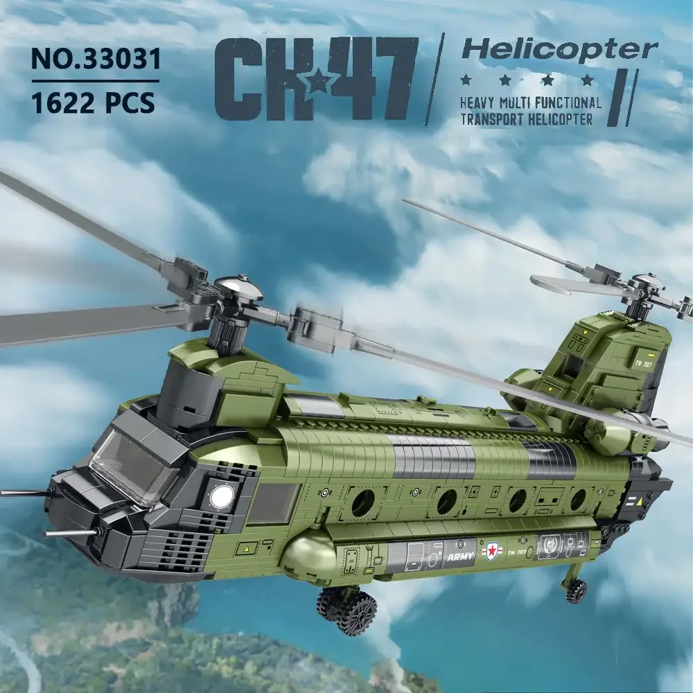 

Reobrix Military Chinook Set CH-47 Medium Transport Helicopter Building Blocks Weapon Airplane Bricks Boys Toys Gifts for Kids