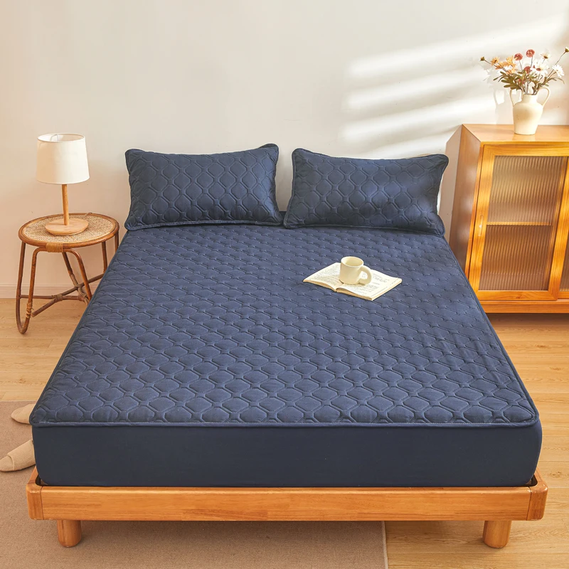 Waterproof Fitted Sheet Solid Color Quilted Mattress Cover With Elastic Band Bedsheet Single Double Queen King Size Fit Sheet
Waterproof Fitted Sheet Solid Color Quilted Mattress Cover With Elastic Band Bedsheet Single Double Queen King Size Fit Sheet