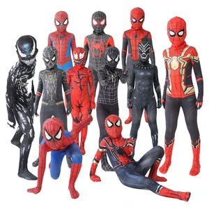 Костюм для косплея Майлз Моралес, из спандекса, костюм Человека-паука, супергерой, детский
