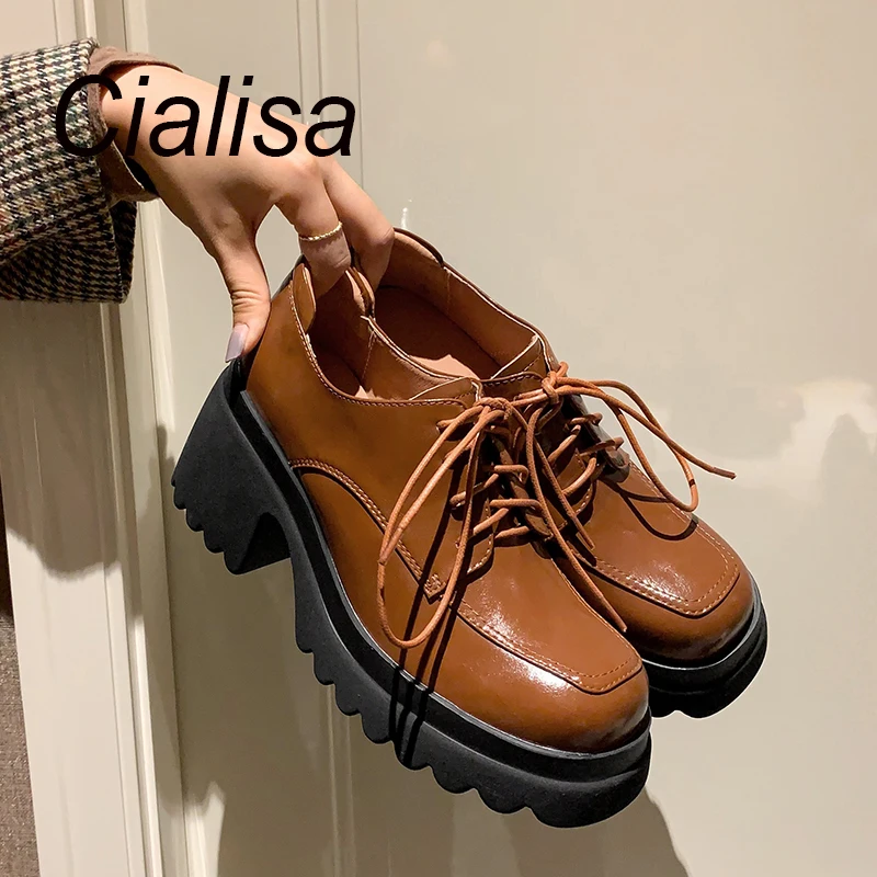 Cialisa Casual Platform Women's Shoes Spring Autumn Brown Genuine Leather Loafers Cross-Tied Thick Heel Handmade Ladies Footwear
Cialisa Casual Platform Women's Shoes Spring Autumn Brown Genuine Leather Loafers Cross-Tied Thick Heel Handmade Ladies Footwear