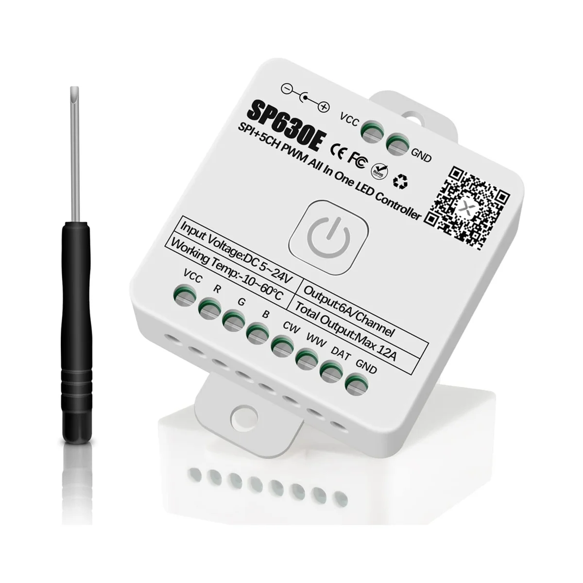 SP630E, Bluetooth-контроллер, поддержка PWM, одного цвета, CCT, RGB, RGBW, RGBCCT и SPI, TTL IC-чип, фотострока
SP630E, Bluetooth-контроллер, поддержка PWM, одного цвета, CCT, RGB, RGBW, RGBCCT и SPI, TTL IC-чип, фотострока