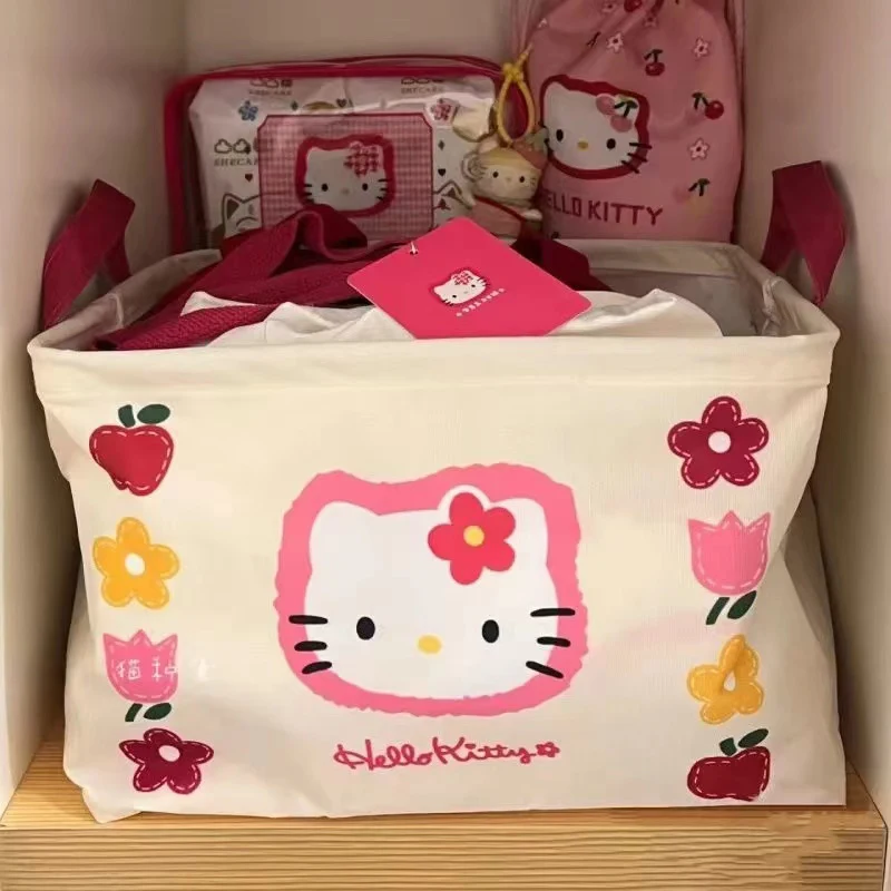 

Sanrio Kawaii Anime Hello Kitty Large Capacity Storage Basket Cute Cartoon Dirty Clothes Laundry Hamper Collapsible Kids Toys