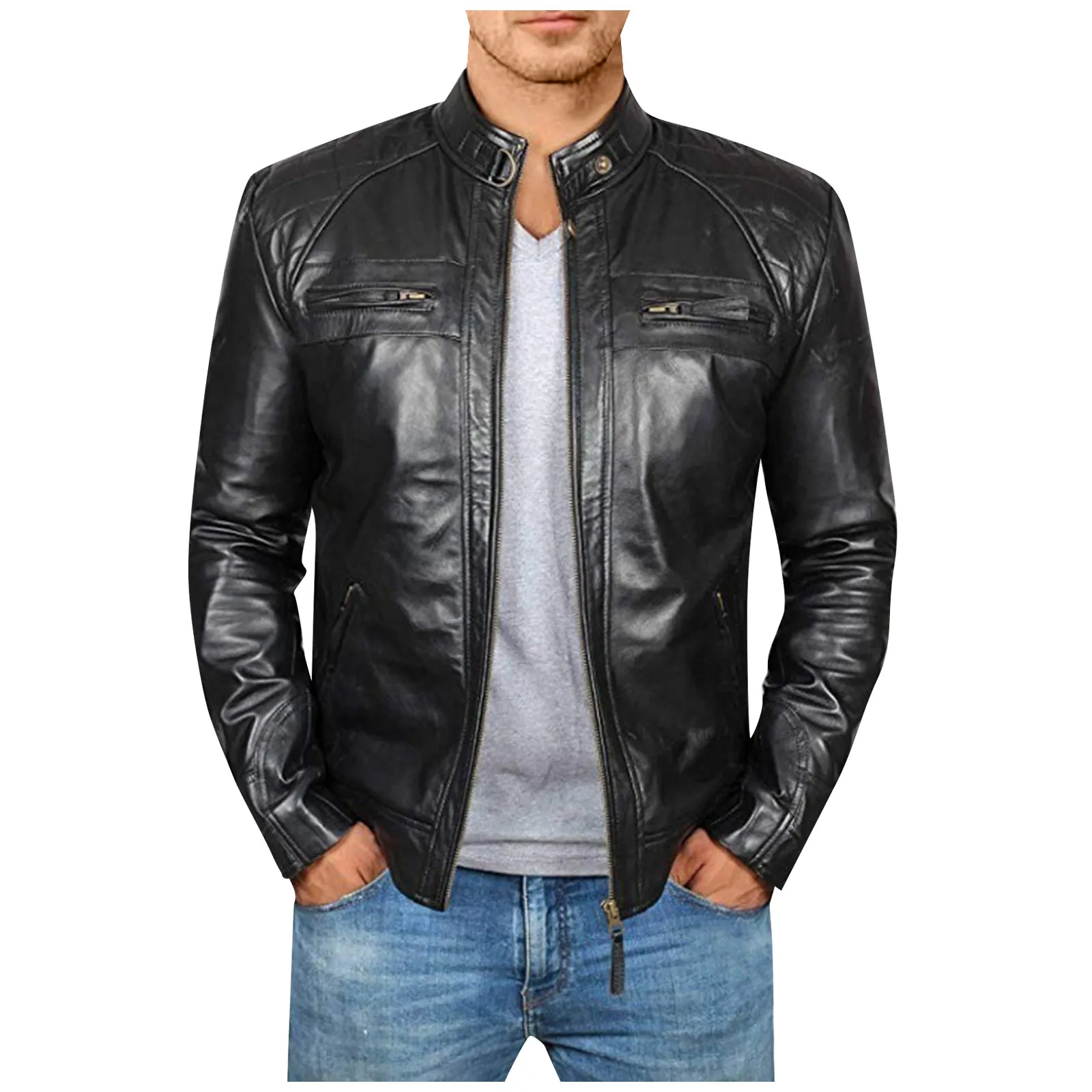 Fashion Men jacket Autumn Winter Warm Casual Leather Zipper Long Sleeve Jacket Coat Top solid color Zipper Jacket Streetwear
Fashion Men jacket Autumn Winter Warm Casual Leather Zipper Long Sleeve Jacket Coat Top solid color Zipper Jacket Streetwear