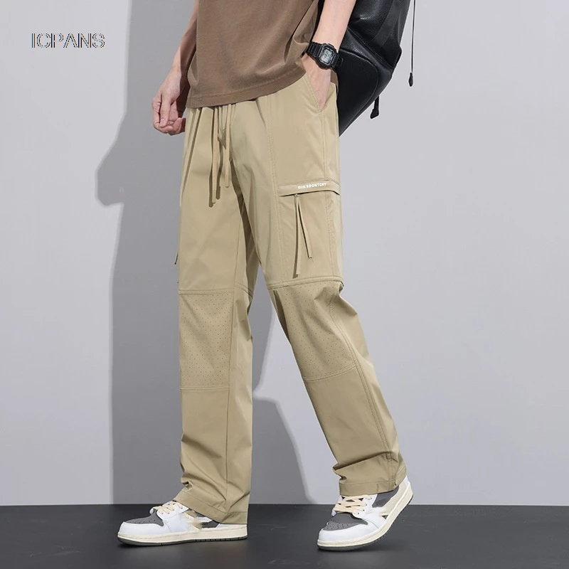 

Summer Wide Baggy Pants For Man Work Leg Zipper Thin Loose Casual Cargo Pants Men Khaki Black Overalls Trousers For Men 2024