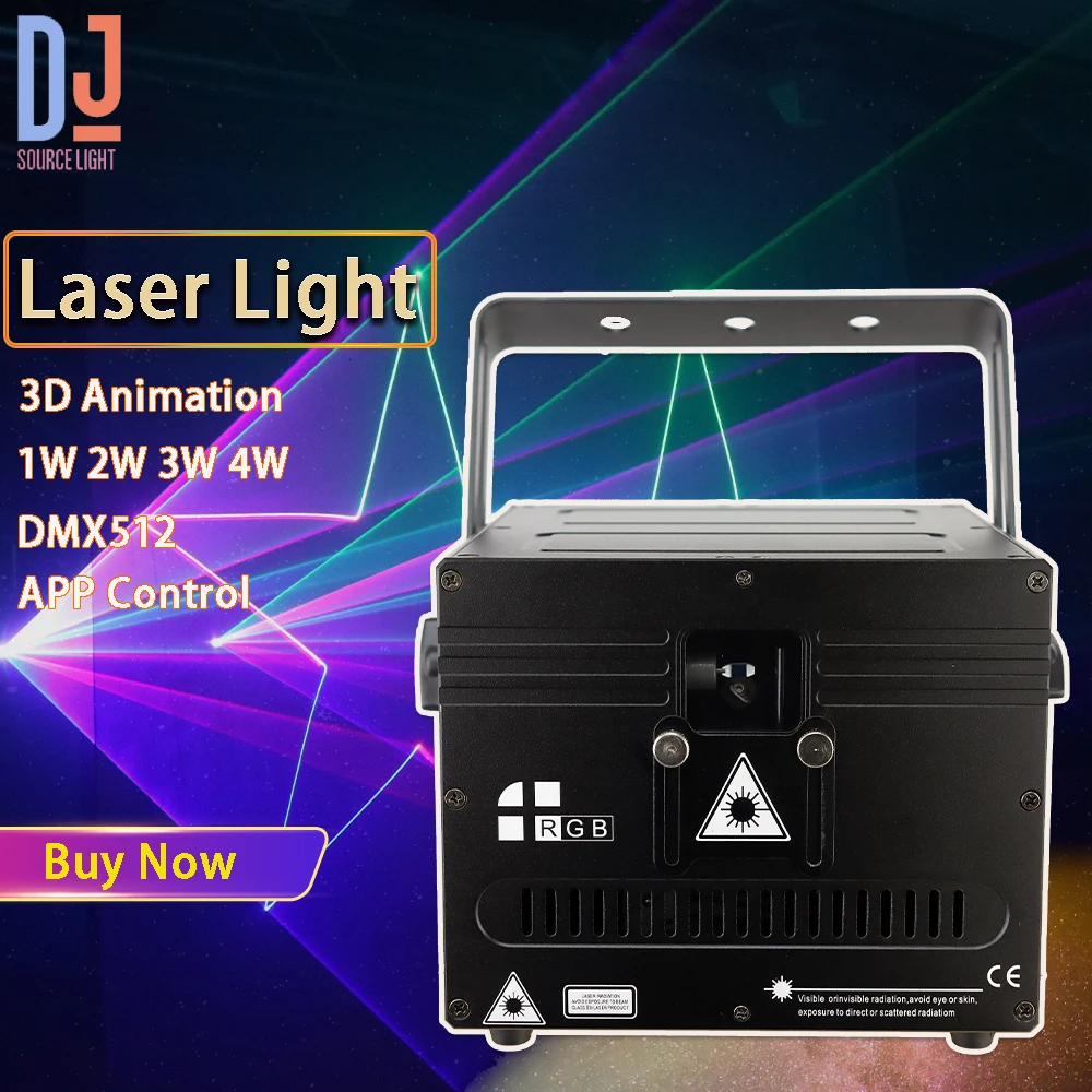 

With ILDA 1W 2W 3W 4W Laser Light APP Control RGB Animation Scanner Projector DMX512 DJ Disco Party Club Show Stage Effects Lamp