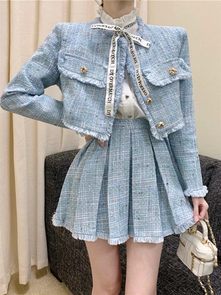 Женский комплект из 2-х предметов, комплект из короткой куртки с длинным рукавом и плиссированной юбки с бахромой
Женский комплект из 2-х предметов, комплект из короткой куртки с длинным рукавом и плиссированной юбки с бахромой