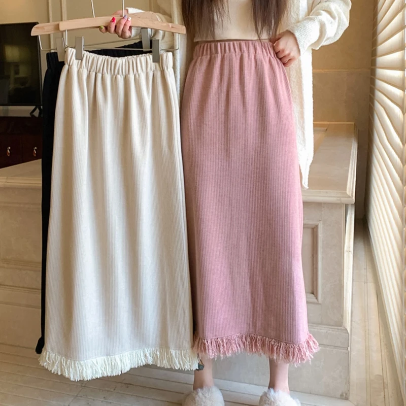 Elastic Waist Autumn Long Skirts Women Mid Length Loose Casual Tassel Straight Skirt Elegant Knitted Vintage Harajuku Split
Elastic Waist Autumn Long Skirts Women Mid Length Loose Casual Tassel Straight Skirt Elegant Knitted Vintage Harajuku Split