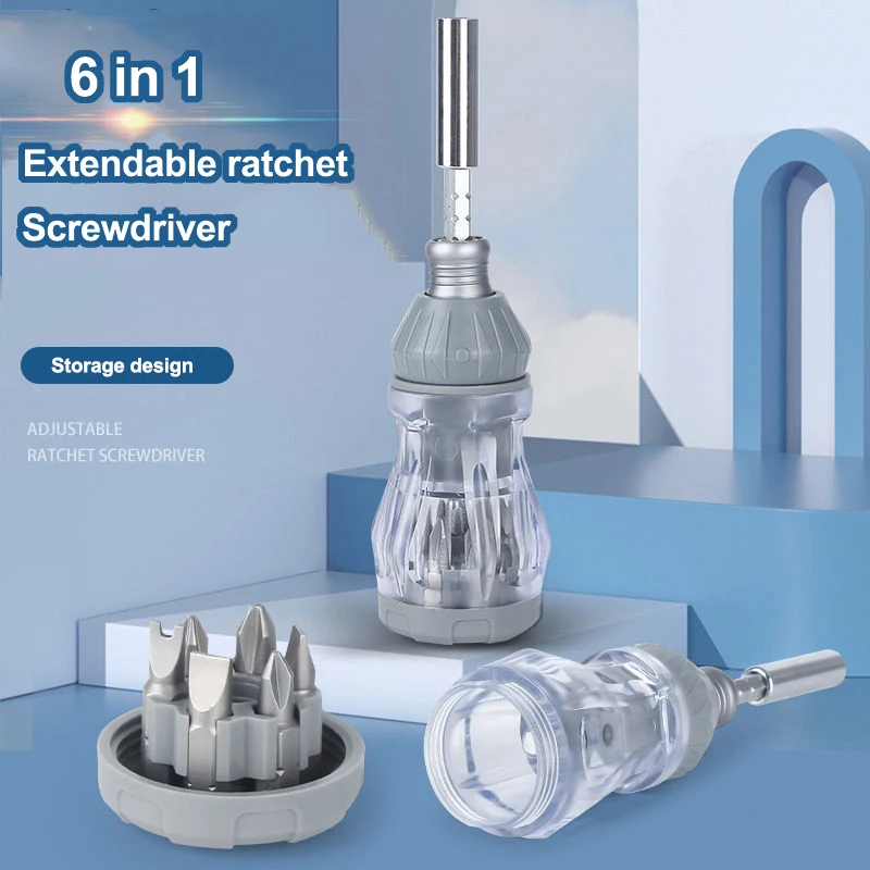 6 in 1 Ratchet Screwdriver Retractable Mini S2 Phillips Hex Triangle Screwdriver Multifunctional Repair Tool
6 in 1 Ratchet Screwdriver Retractable Mini S2 Phillips Hex Triangle Screwdriver Multifunctional Repair Tool