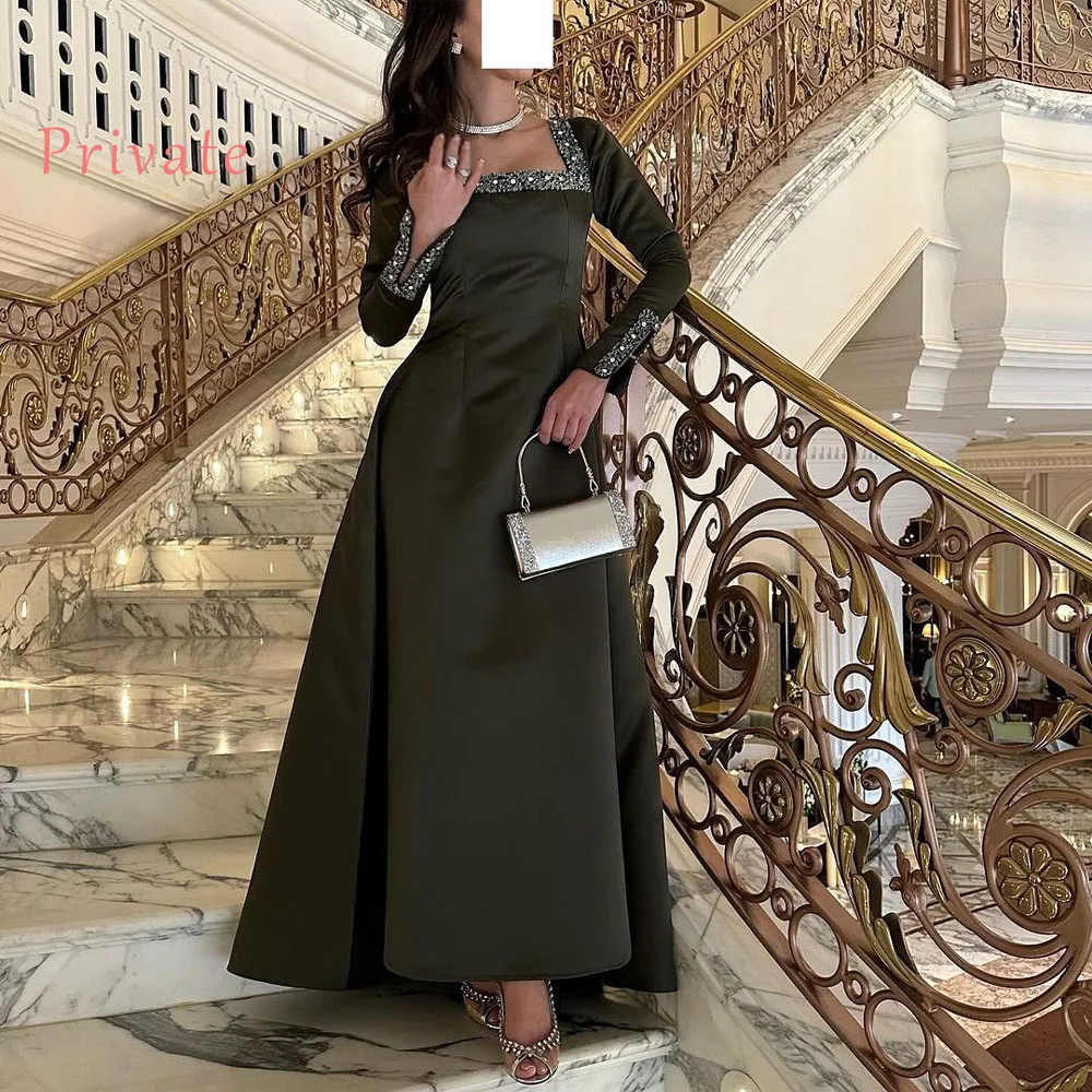 Square-Neckline Beaded A-Line Glitter Satin Long-Sleeves Ankle-Length robes de soirée فساتين سهرة Evening Dresses Store For 2024
Square-Neckline Beaded A-Line Glitter Satin Long-Sleeves Ankle-Length robes de soirée فساتين سهرة Evening Dresses Store For 2024