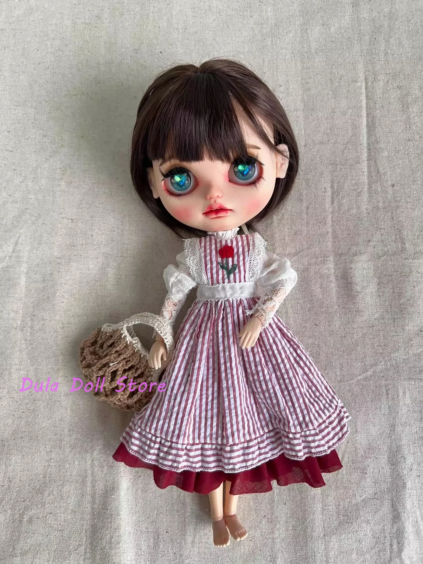 

Dula Doll Clothes Dress Embroidered floral pattern country skirt Blythe Qbaby ob24 ob22 Azone Licca ICY JerryB 1/6 Bjd Doll