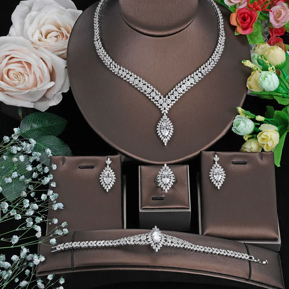 Hot AAA Zirconia Italian Gorgeous Crystal Elegant Bridal Wedding Fashion Jewelry Set CZ Necklace Ring Earrings For Women
Hot AAA Zirconia Italian Gorgeous Crystal Elegant Bridal Wedding Fashion Jewelry Set CZ Necklace Ring Earrings For Women