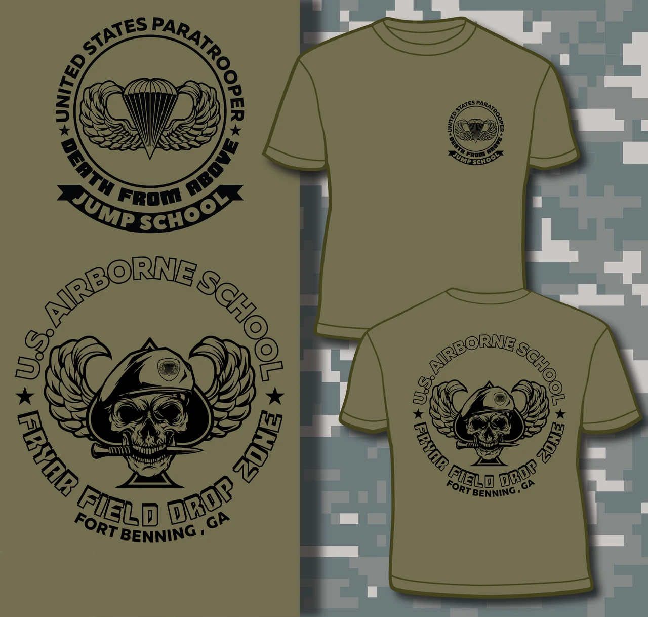 

U.S. Airborne School - Fryar Field Jump Zone - Fort Benning, GA T Shirt. Short Sleeve 100% Cotton Casual T-shirts Loose Mens Top