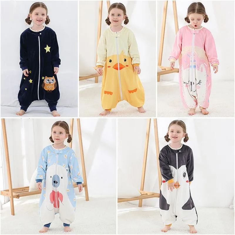 

Children Sleeping Bag Baby Girls Boys Bedding Split Leg Sleepsack Infant Toddler Cartoon Print Pajamas 1-6Years Kids Onesies