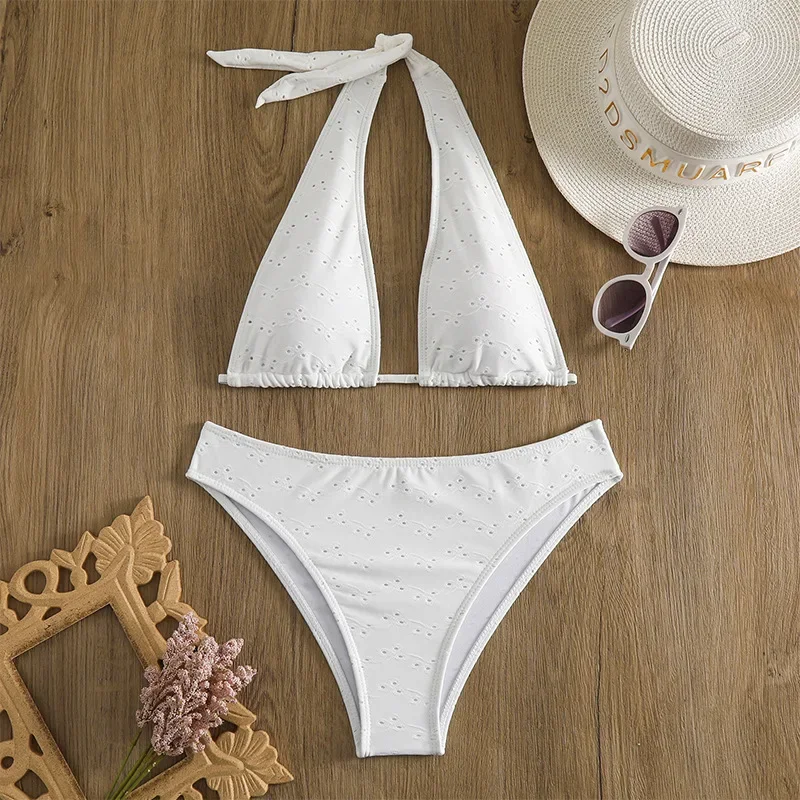 

sexy tie halter white micro bikinis set high waist swimsuit thong swimsuit Swimwear Biquini conjunto de bikini tankini beachwear