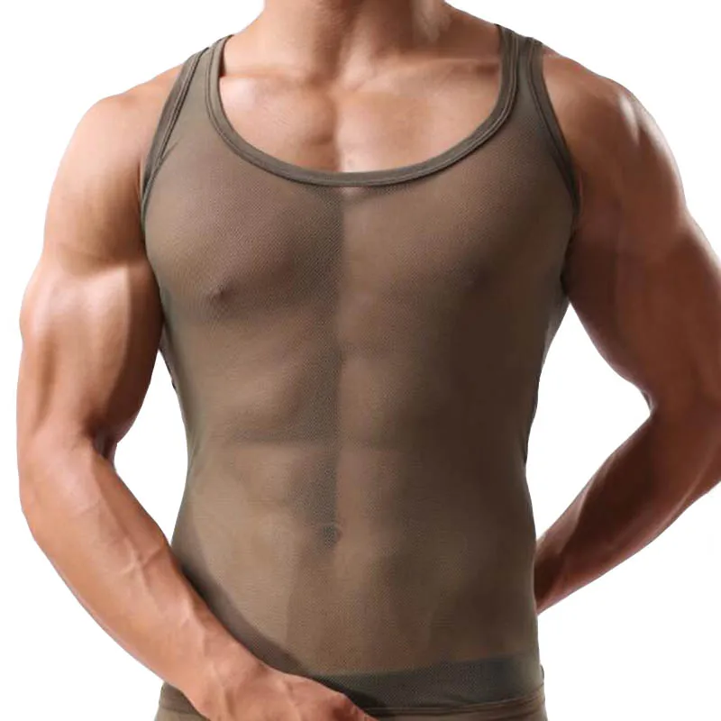 

Men T-shirt Wrestling Mesh Sexy Breathable Singlet Men Shirts For Men Undershirts Gay Body Hombre Roupas Masculinas Solid