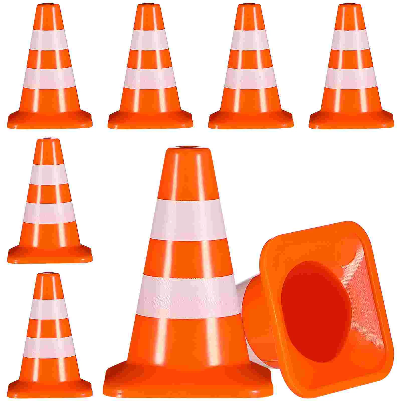 

7 Pcs Roadblock Sand Table Model Small Traffic Signs Toy Conical Plastic Toys Cones Tiny Abs for Kids Child Childrens