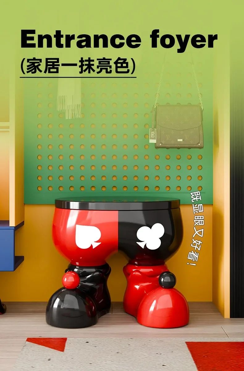 Creative clown shoe-changing stool large floor-standing ornaments high-end home living room storage decorations Creative clown shoe-changing stool large floor-standing ornaments high-end home living room storage decorations