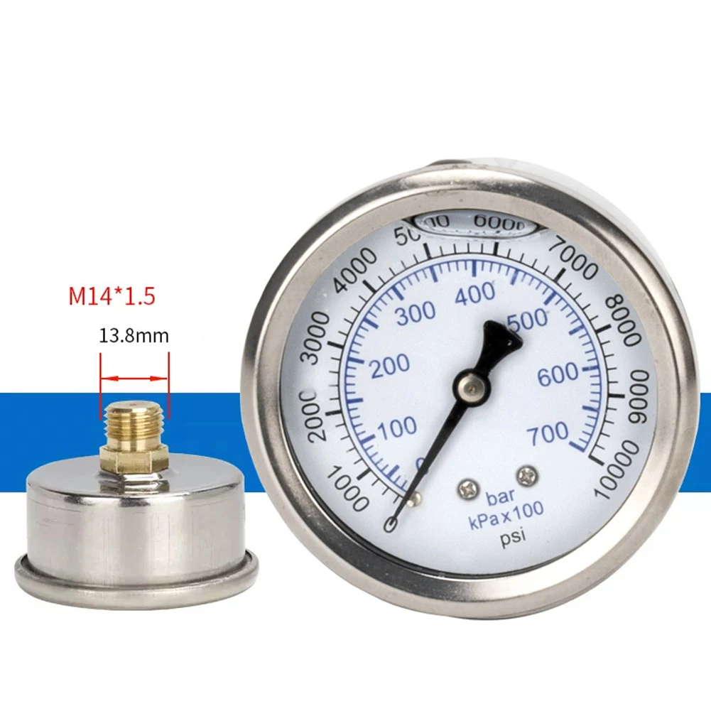 Durable Pressure Gauge for High Pressure Washer 0 700 Bar 10000 Psi M14x15 Thread Alloy and Stainless Steel Material
Durable Pressure Gauge for High Pressure Washer 0 700 Bar 10000 Psi M14x15 Thread Alloy and Stainless Steel Material