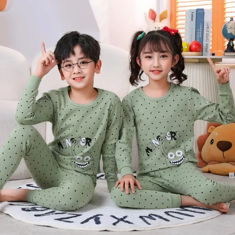 

Детские пижамы на весну и осень, хлопковая одежда для сна для мальчиков и девочек, комплект нижнего белья с изображением медведя, пижамный комплект, детская одежда, топы и штаны из 2 предметов