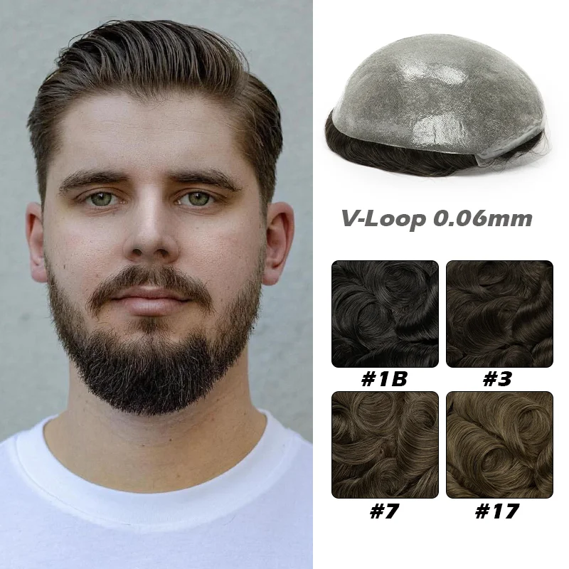 Men Toupee Men's Capillary Prothesis Skin Toupee 0.06mm V loop Men Wigs Male Wig Hair Prosthesis 100% Human Hair System
Men Toupee Men's Capillary Prothesis Skin Toupee 0.06mm V loop Men Wigs Male Wig Hair Prosthesis 100% Human Hair System