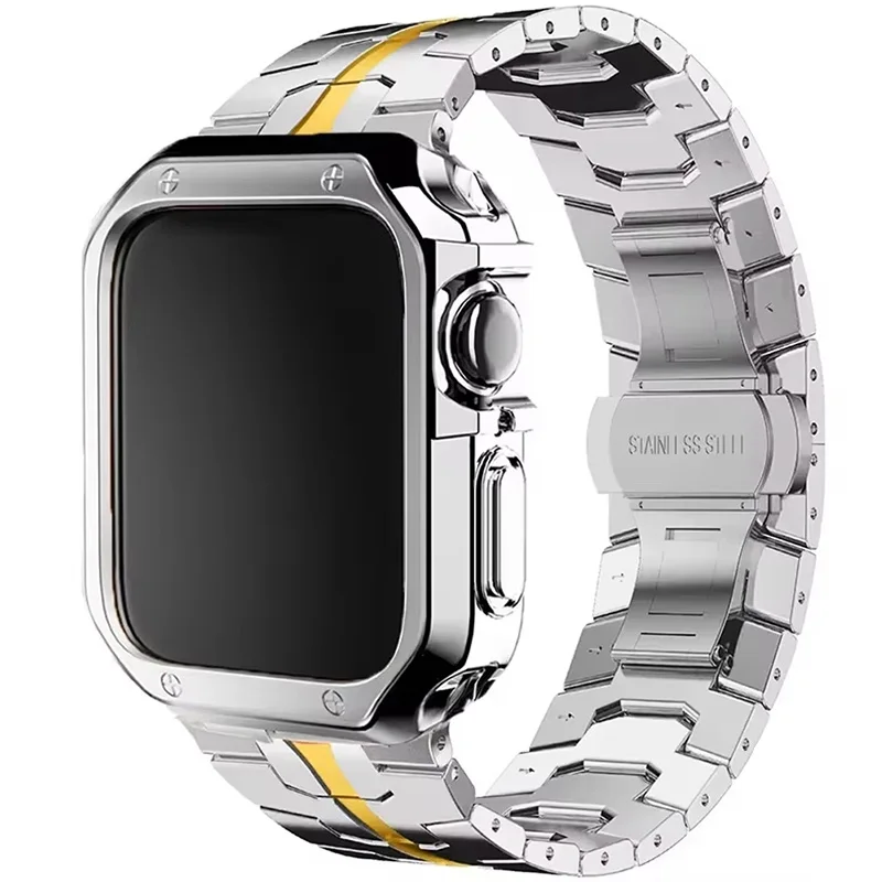 Stainless Steel Band+TPU Cover Case for Apple Watch 49mm 40mm 45mm 44mm 41 Strap+case for Series 9 8 7 6 5 4 SE Ultra Watchband Stainless Steel Band+TPU Cover Case for Apple Watch 49mm 40mm 45mm 44mm 41 Strap+case for Series 9 8 7 6 5 4 SE Ultra Watchband