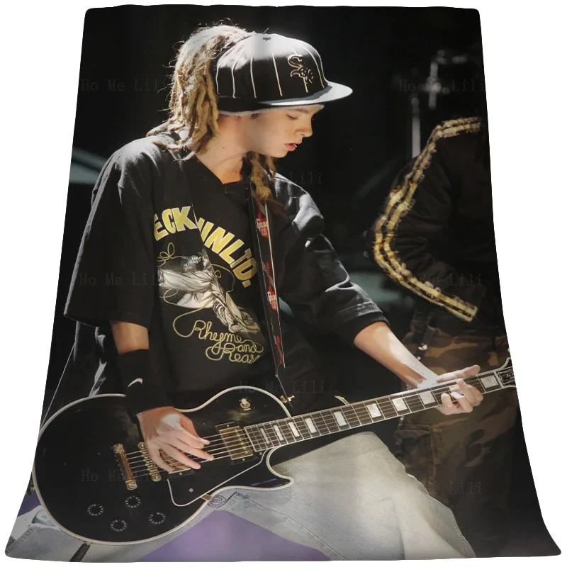 

Tom Kaulitz German Popular Rock Band Tokio Hotel Member Music Festival Performs Scene Poster Soft Cozy Flannel Blanket