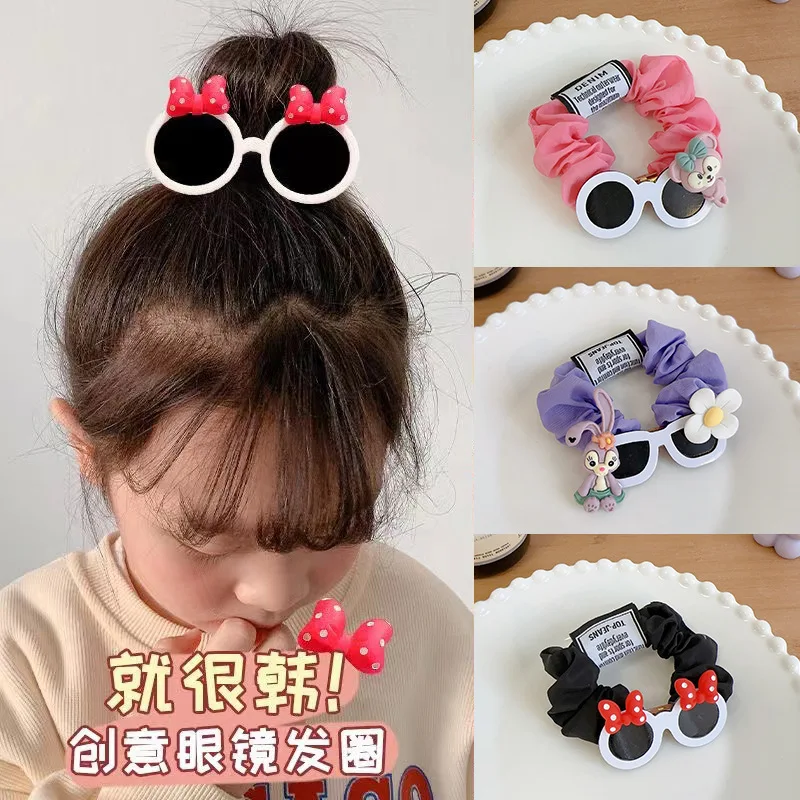 

New Children's Hair Accessories Fun Sunglasses Large Intestine Circle Xingdelu Cartoon High Ponytail Meatball Hair Circle