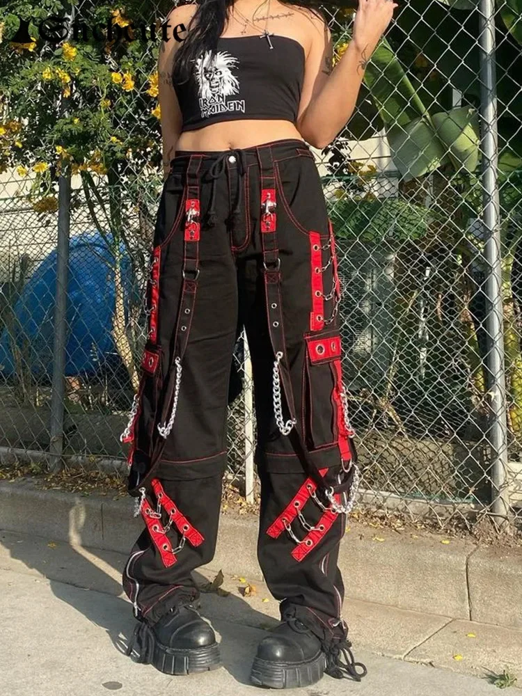Gothic Bandage Chain Women Pants Hip Hop Fairycore Vintage Trousers Punk Style Egirl Casual Streetwear Baggy Cloths 90s
Gothic Bandage Chain Women Pants Hip Hop Fairycore Vintage Trousers Punk Style Egirl Casual Streetwear Baggy Cloths 90s