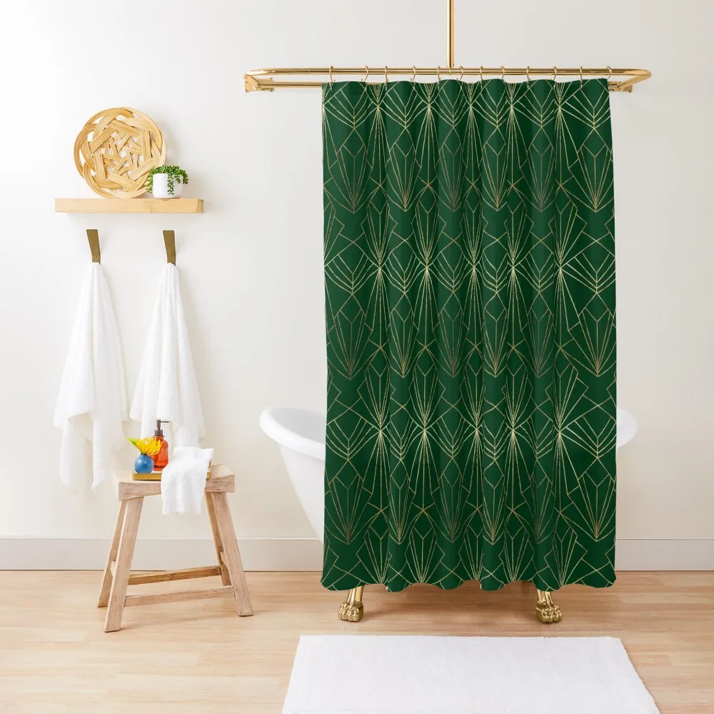 

Art Deco in Emerald Green Shower Curtain Shower Curtains Bathroom Bathroom Curtains