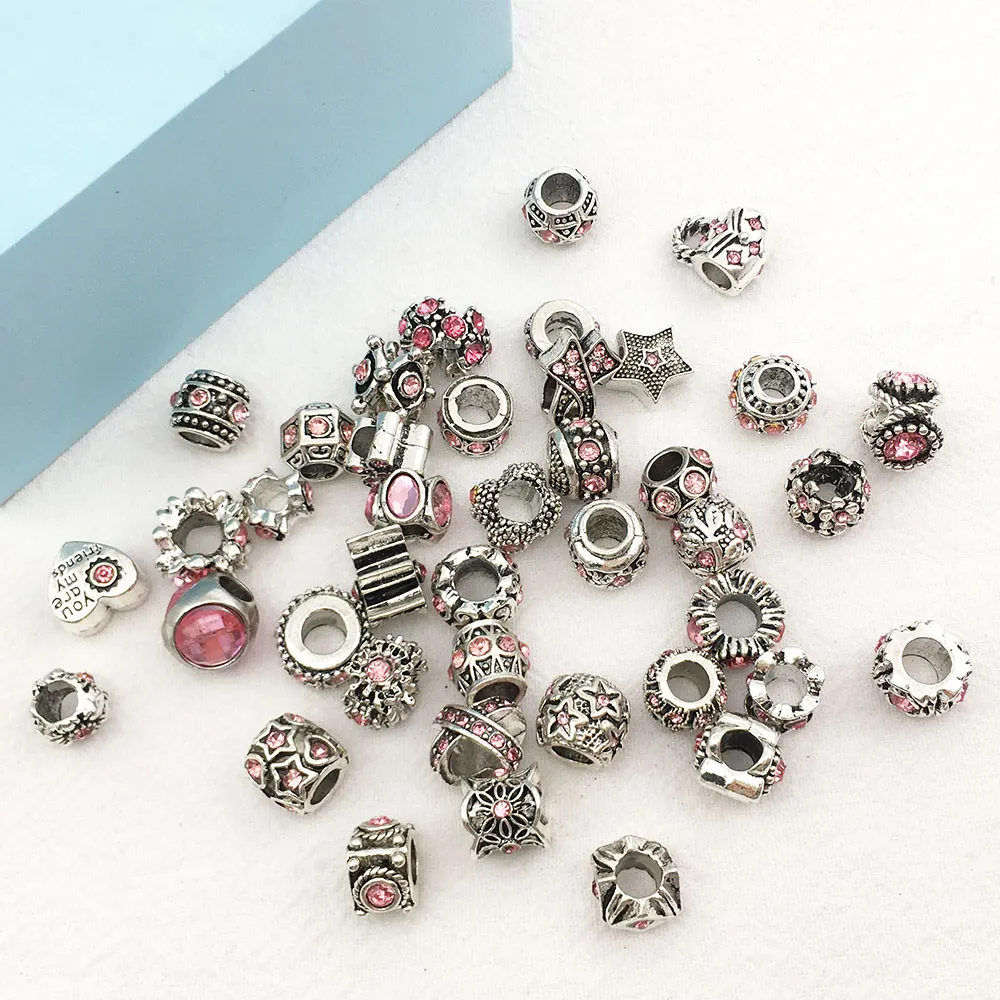 5pcs/lot Pink Theme Zinc Alloy European Large Hole Spacer Beads Assortments for DIY Crafts Bracelets Necklaces Jewelry Making
5pcs/lot Pink Theme Zinc Alloy European Large Hole Spacer Beads Assortments for DIY Crafts Bracelets Necklaces Jewelry Making
