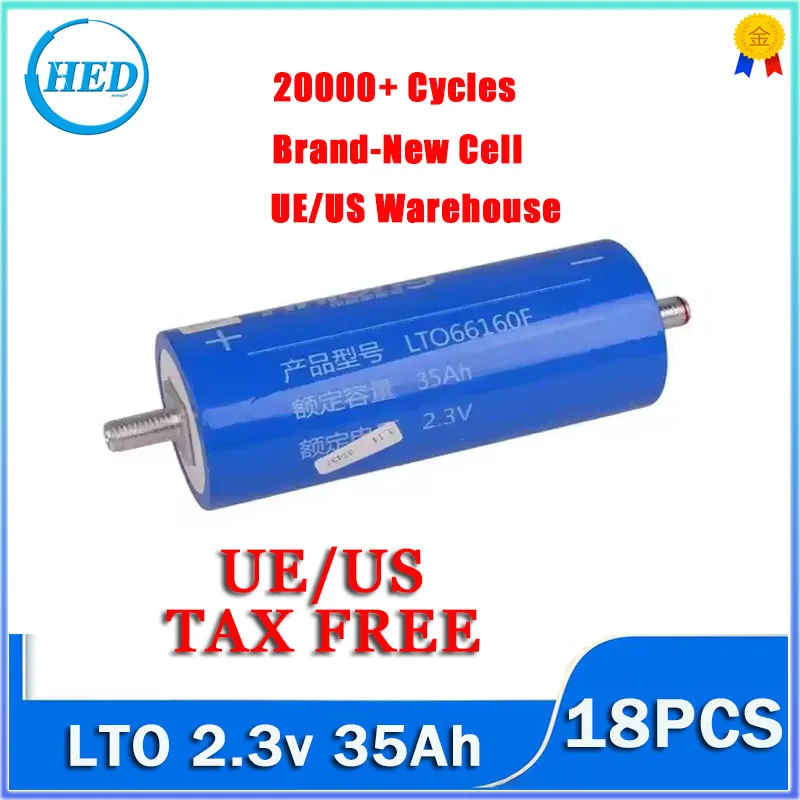 

18PCS LTO 25AH 30AH 35AH 40AH 50AH 10C 3.2V Cell LTO66160K Grade A Lithium Titanate Deep Cycle Batteries Lithium 66160 Cell