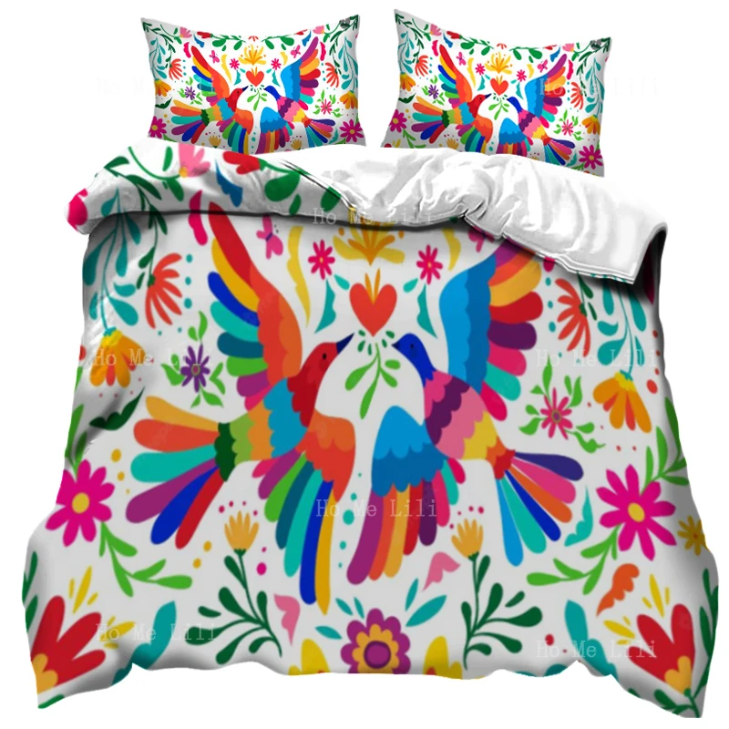 

Huichol Folk Art Colorful Mexican Floral Otomi Style Flowers And Hare Bird Pattern Design Duvet Cover By Ho Me Lili Bedding Deco