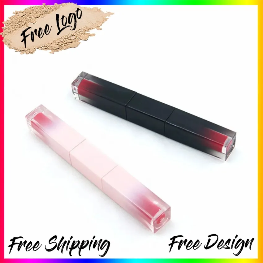 

Custom Gradient Pink/black 6ml Empty Lip Gloss Tube Bulk Plastic Lipgloss Tube Packing Container Wholesale Makeup Private Label