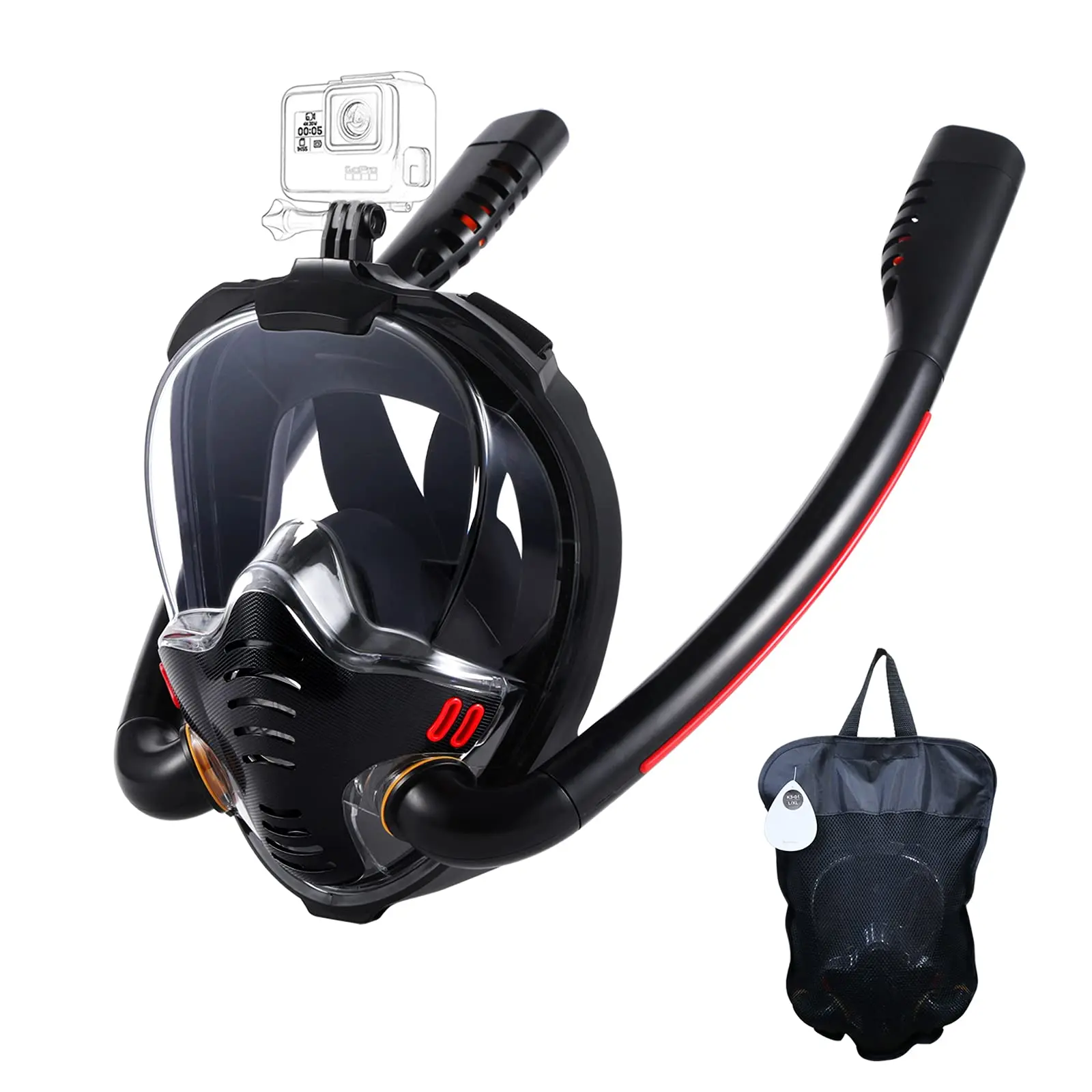Snorkeling Full Face Scuba Diving Mask Anti Fog Goggles With Camera Mount Underwater Wide View Double Tube Snorkel Swimming Mask
Snorkeling Full Face Scuba Diving Mask Anti Fog Goggles With Camera Mount Underwater Wide View Double Tube Snorkel Swimming Mask