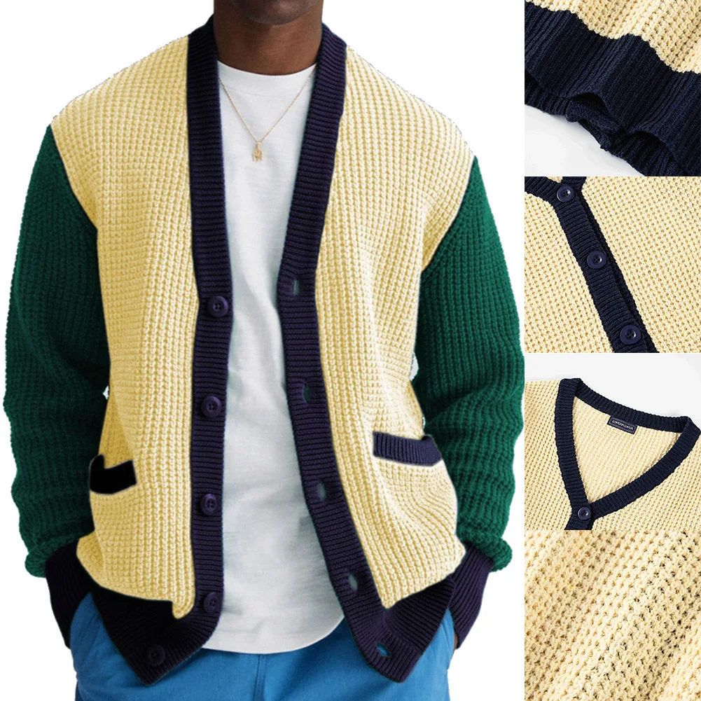 Autumn Winter Mens Knit Casual V-Neck Cardigan Sweater Long Sleeve Button Down Colorblock Jacket Male Stretch Warm Overcoat
Autumn Winter Mens Knit Casual V-Neck Cardigan Sweater Long Sleeve Button Down Colorblock Jacket Male Stretch Warm Overcoat