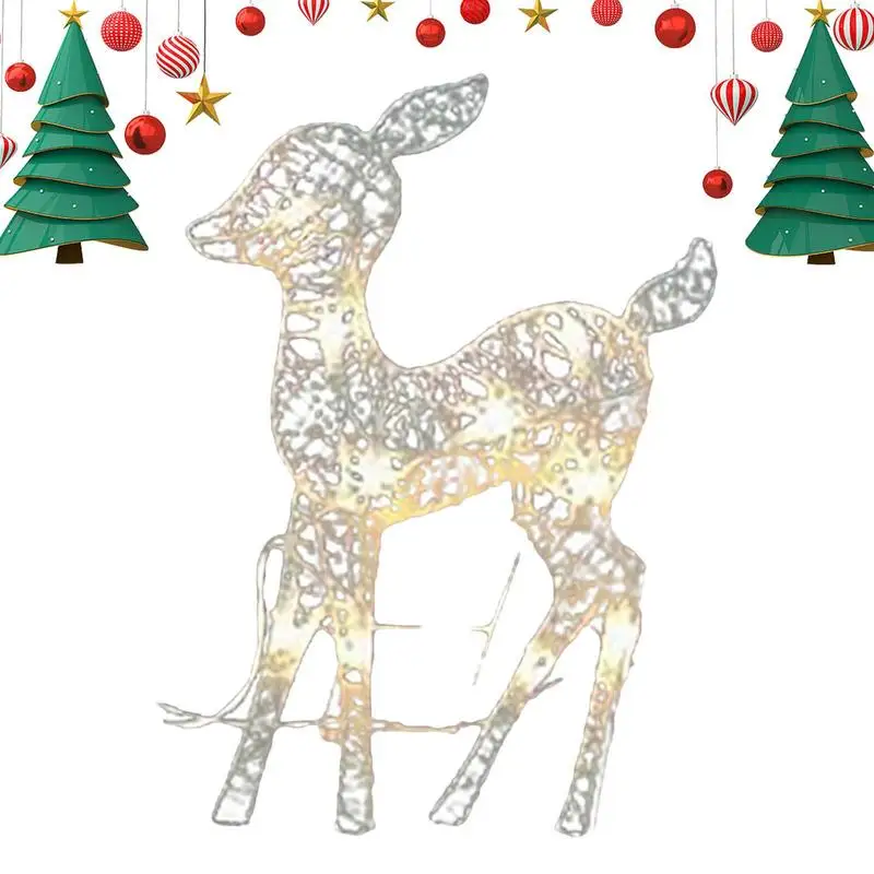 

Outdoor Christmas Reindeer With Lights Weatherproof Glowing Elk Ornament For Lawn Holiday Lovely Lighted Garden Deer Festival