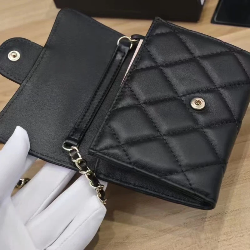 

Woman Chain Bag Ladies Mini Wallet Genuine Leather Waist Credit Card Holder Luxury Top Designer Coin Purse Flap Caviar
