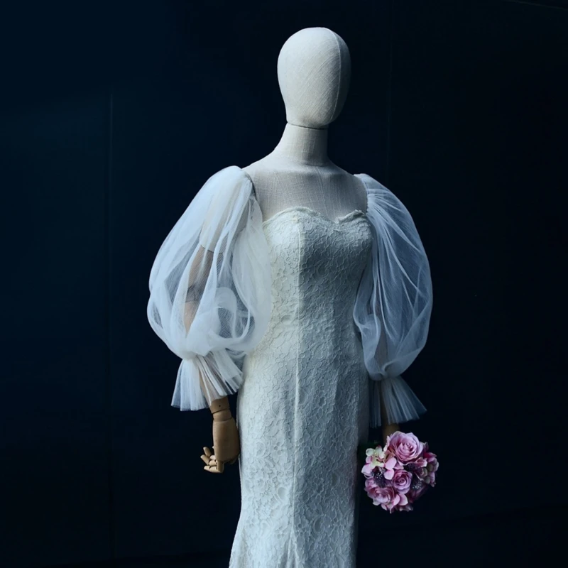 

Свадебное платье с рукавами, белое съемное официальное платье с пышными рукавами, свадебные аксессуары, аксессуары для свадебной фотосъемки