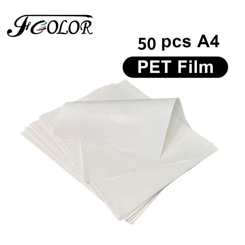 

FCOLOR 50/100 Sheets/pack Double Coated Hot Peeling A4 DTF PET Film for Epson A3 A4 DTF Printer DTF Heat Transfer Film
