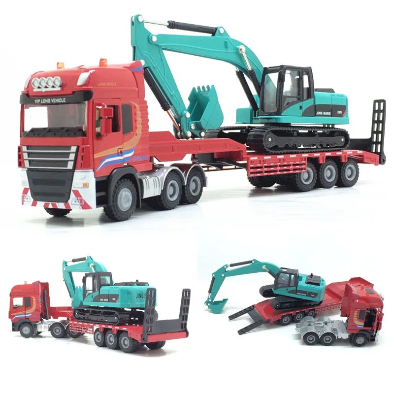 Semi-trailer Flatbed Trailer Pulling A Forklift Excavator Road Roller Truck Alloy Heavy Truck Model 1:50 Children's Toys B108
Semi-trailer Flatbed Trailer Pulling A Forklift Excavator Road Roller Truck Alloy Heavy Truck Model 1:50 Children's Toys B108